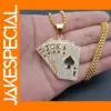 Iced Out Spades Playing Card Necklace for Men