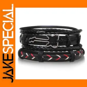 4 Pcs Cross Leaf Charm Leather Bracelets