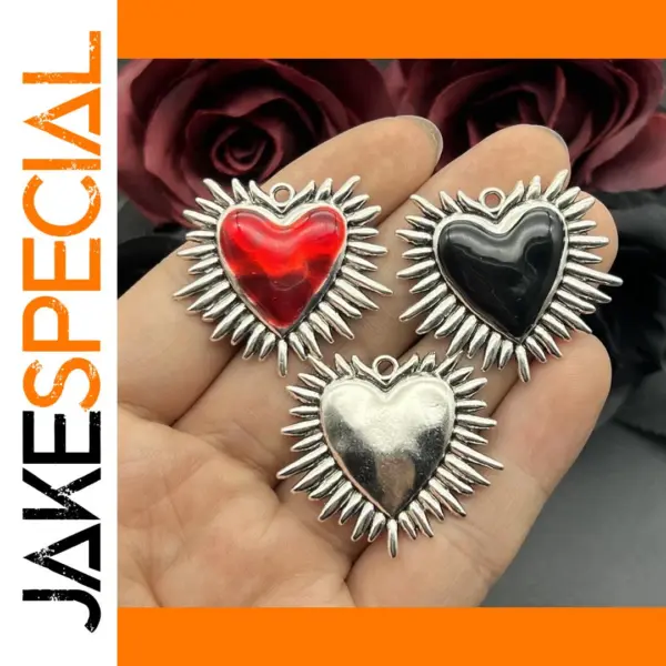 4pcs Antique Silver Sacred Heart Charms