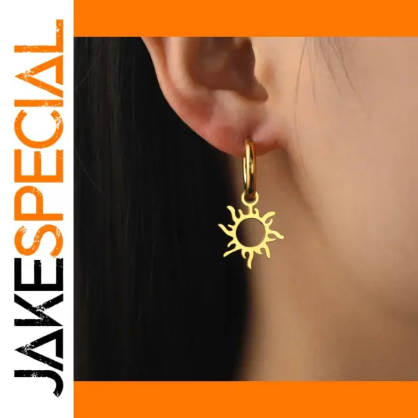 Gold Color Sun Totem Drop Earrings Set