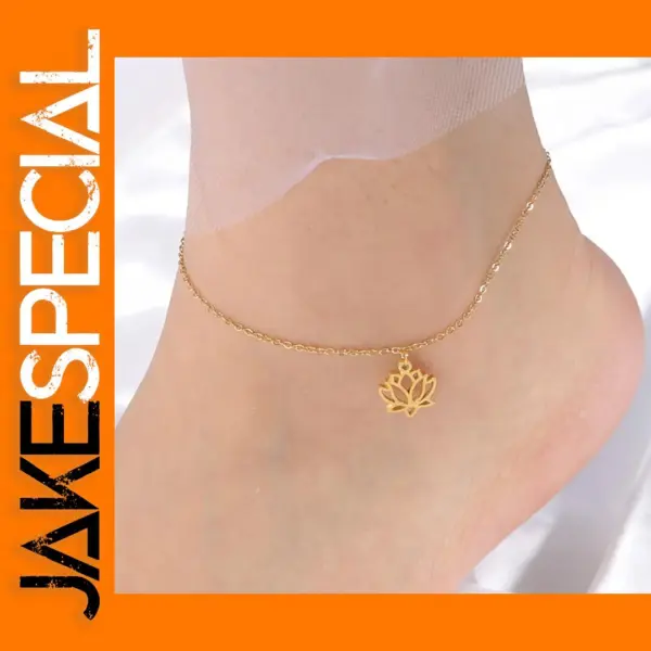 Lotus Flower Stainless Steel Anklet for Women