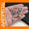 Gothic Heart Cross Skull Dangle Earrings