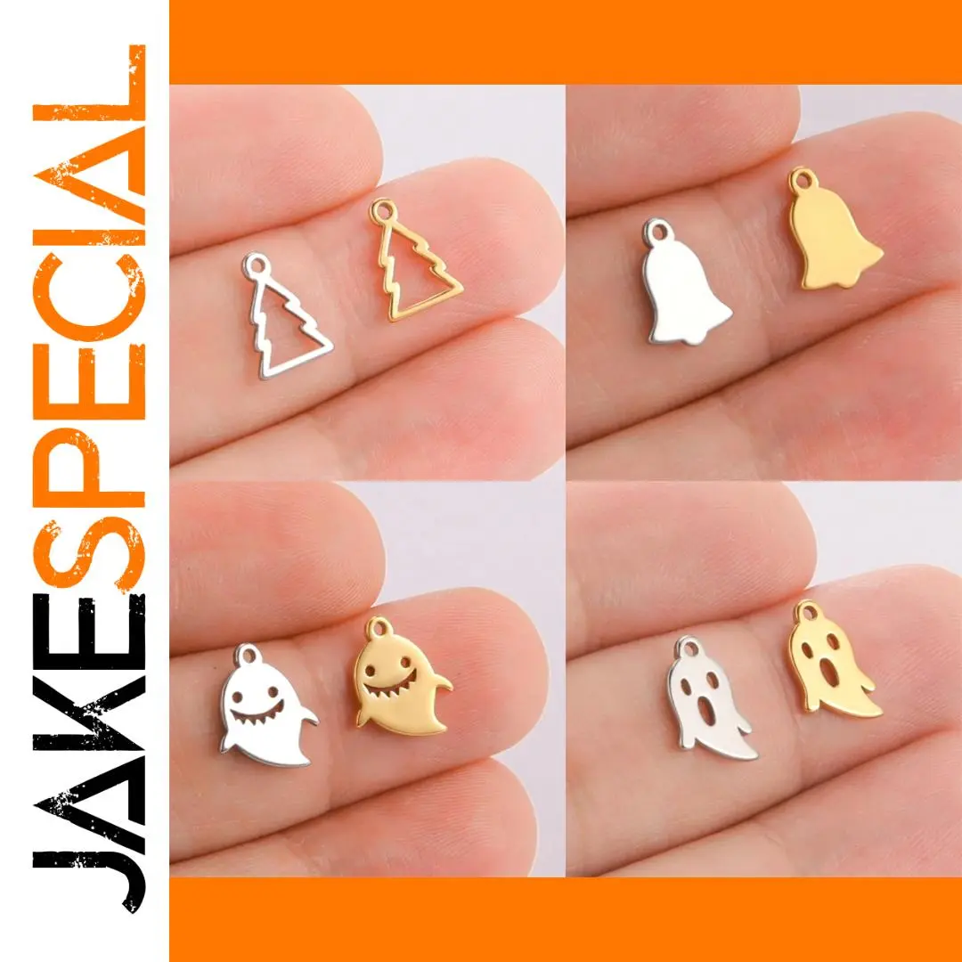 Christmas Ghost & Tree Stainless Steel Charms Set 1 Christmas Ghost & Tree Stainless Steel Charms Set