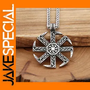 Vintage Stainless Steel Slavic Kolovrat Necklace for Men