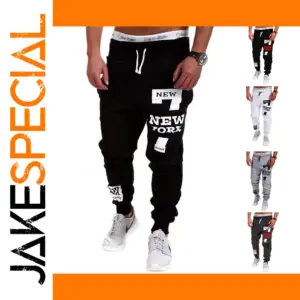 Men's Casual Black and White Sweatpants