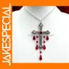 Gothic Cross Necklace with Red Drops