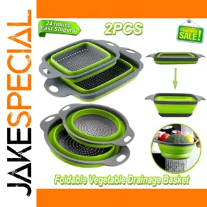 2PCS Foldable Silicone Colanders for Kitchen
