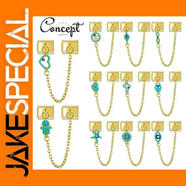 Heart Devil Eyes Blue Green Charm Bracelet