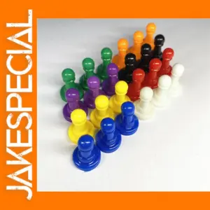 32 Plastic Pawn Game Pieces in 8 Colors
