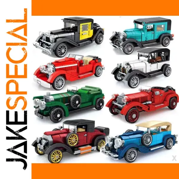 Vintage Racing Car Building Blocks Set