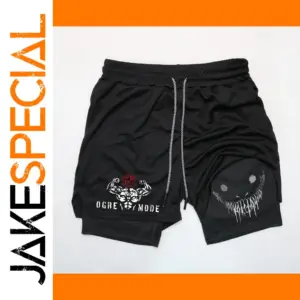 Men's 2 in 1 Graphic Print Sports Shorts