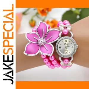 Fashion Quartz Wristwatch with Pearl Chain