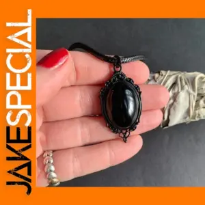 Pitch Black Onyx Gothic Necklace for Women