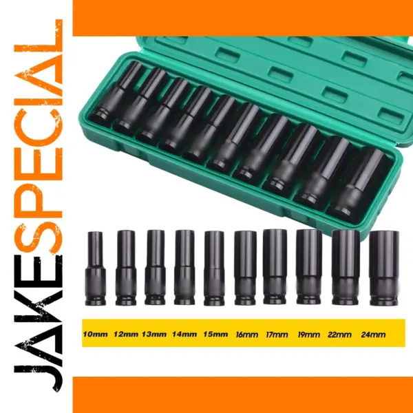 10-Piece 1/2 Inch Drive Metric Impact Socket Set