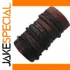 10 Pcs Brown Leather Wrap Bracelets Set