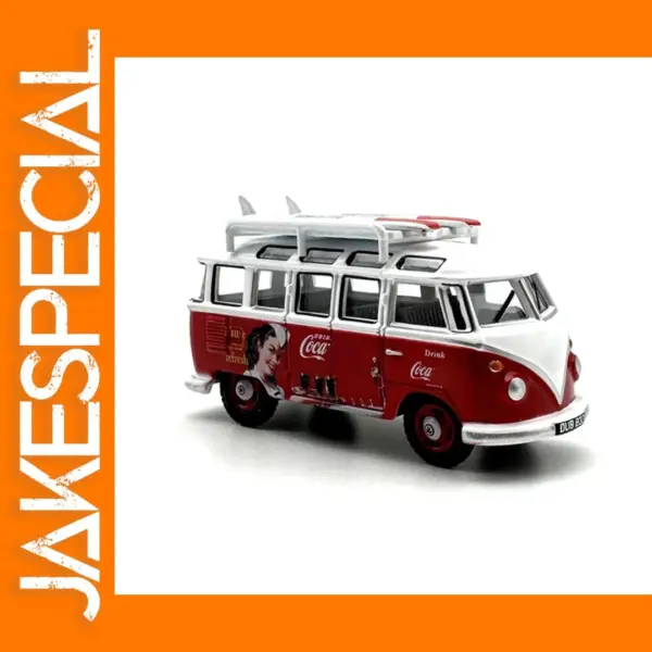 1:76 Scale Diecast T1 Surfboard VW Bus Model