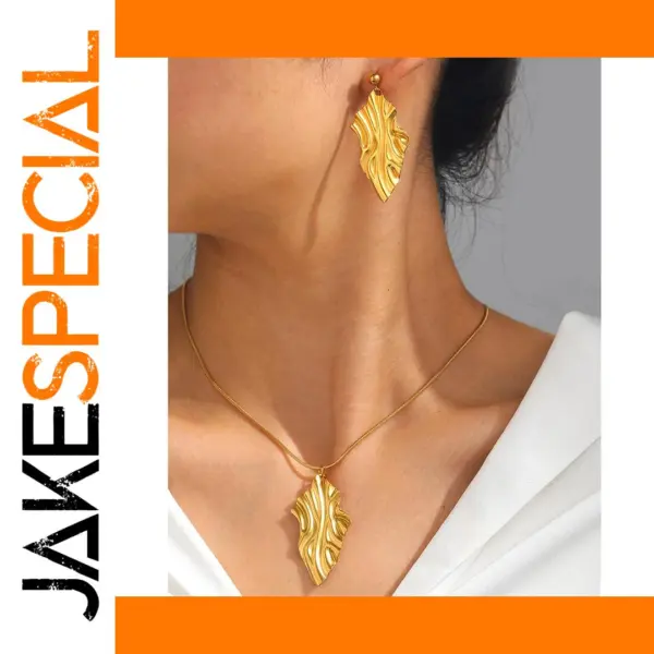Geometric Stainless Steel Necklace and Earrings Set