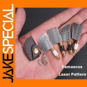 Mini Folding Damascus Pattern Knife EDC Tool