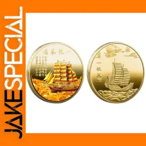 Colorful Lucky Gold Coin Chinese Ship Medallion