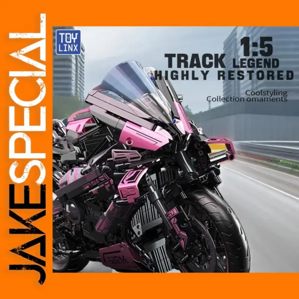 Cyberpunk Pink Motorcycle Building Block Set 2045pcs