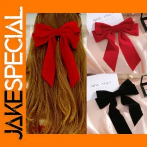 Vintage Black Large Velvet Bow Hair Clip