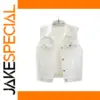 Women's Denim Vest with Beading and Ripped Detail