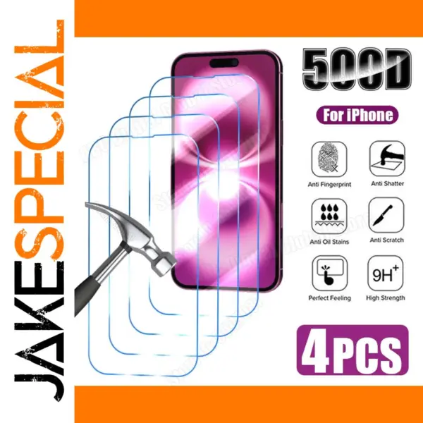 4PCS Tempered Glass for iPhone 16 15 14 13 12
