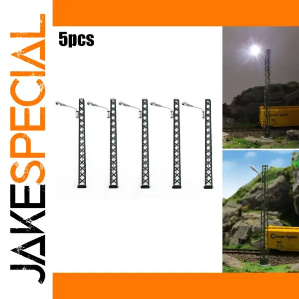 5-Pack H0 Model Railway LED Streetlights