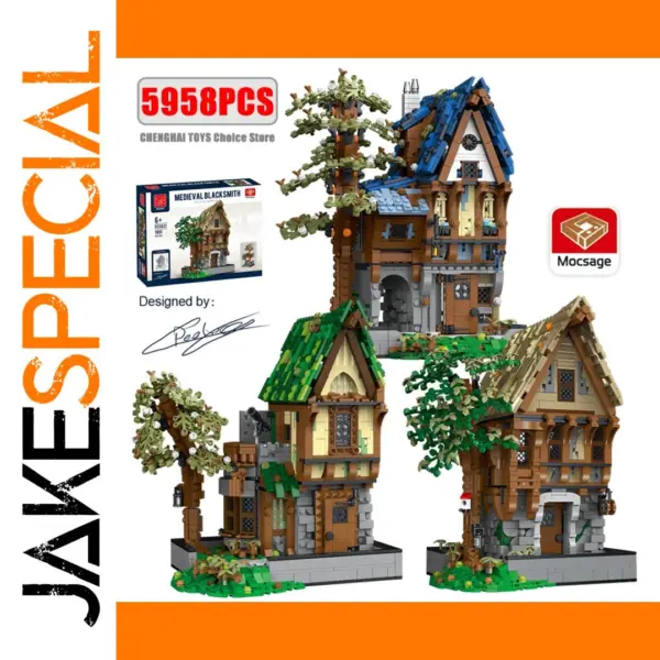 Medieval Blacksmith Shop Building Blocks Set