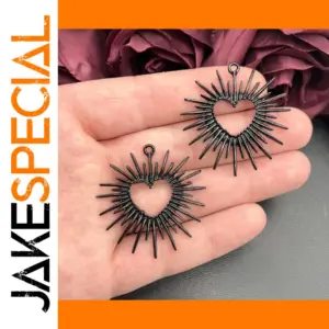 4Pcs Black Hollow Heart Charms for Jewelry