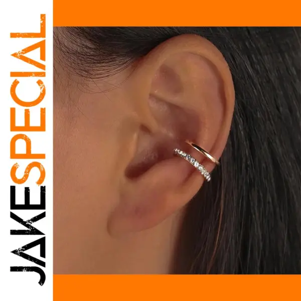 Geometric Rhinestone Clip Ear Cuff Earrings