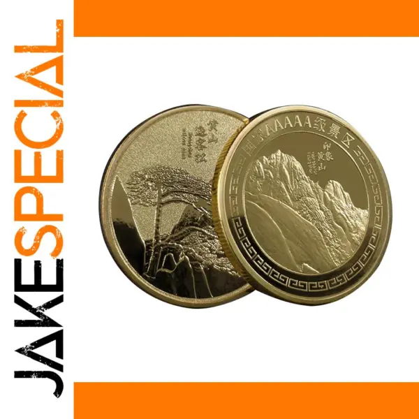 Chinese Mount Huangshan Gold Plated Commemorative Coin