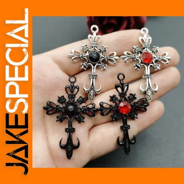 5pcs Gothic Cross Charms for Jewelry Making