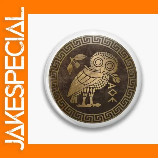Athenian Owl Cartoon Soft Button Lapel Pin