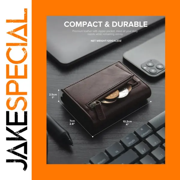 Men's RFID Card Wallet with Coin and Bill Compartments