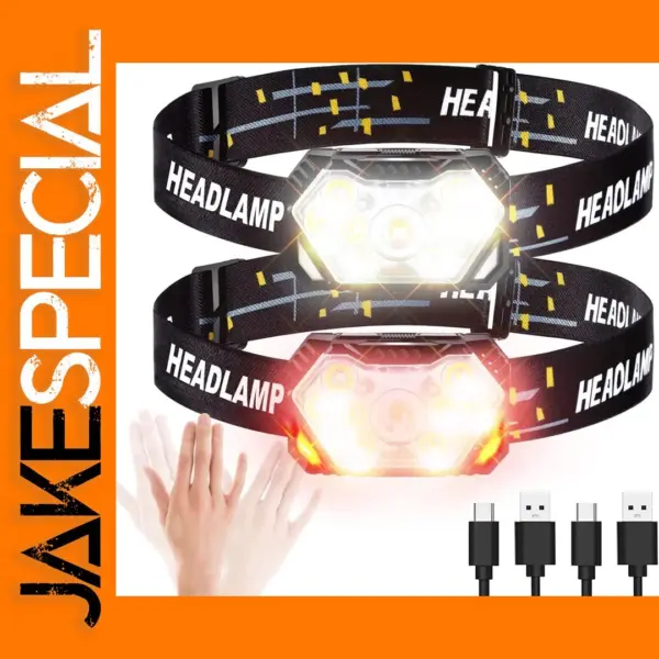 2000LM USB Rechargeable 9 LED Headlamp