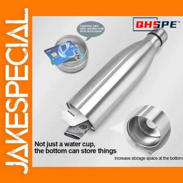 Hidden Steel Water Bottle Safe with Compartment