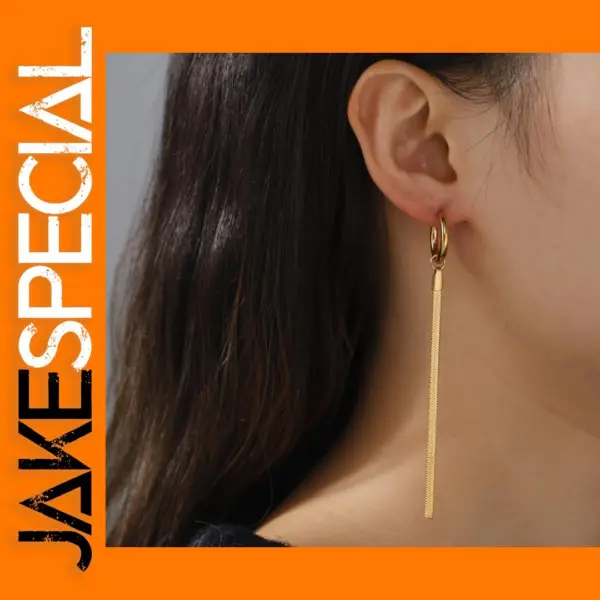 Gold Long Tassel Drop Earrings for Women