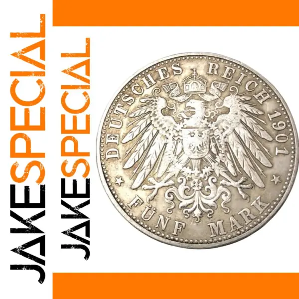 5 Mark Wilhelm II Silver Plated Replica Coin