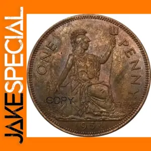 1954 One Penny Elizabeth II Replica Coin