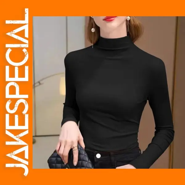 Women's Long Sleeve Turtleneck Ribbed Top