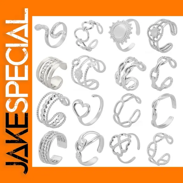 Women’s Geometric Stainless Steel Open Rings