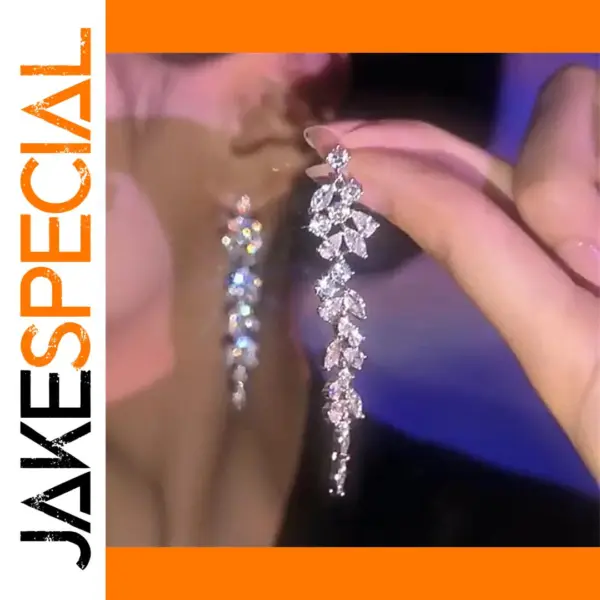 Sliver Maple Leaf Tassel Drop Earrings
