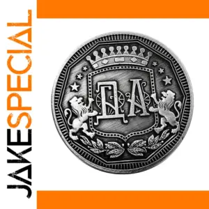 Russian Antique Coin Badge with Lion Crown Pattern