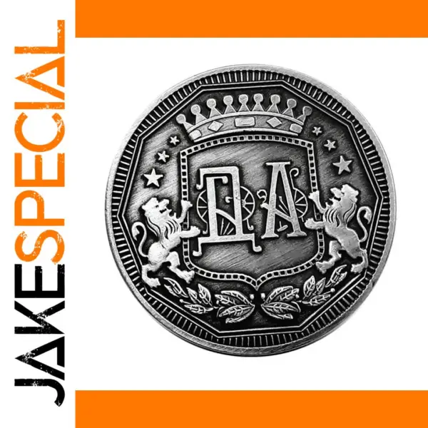 Russian Antique Coin Badge with Lion Crown Pattern
