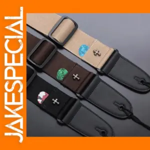 Vintage Cross Design Guitar Strap with Pocket