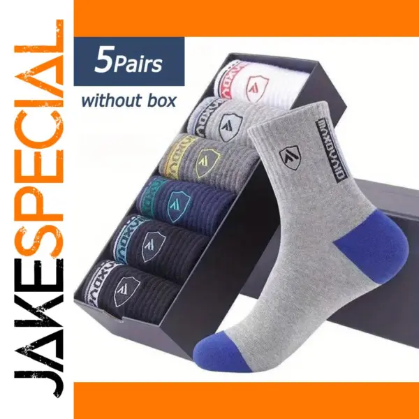 5 Pairs Men's Breathable Sports Socks Set