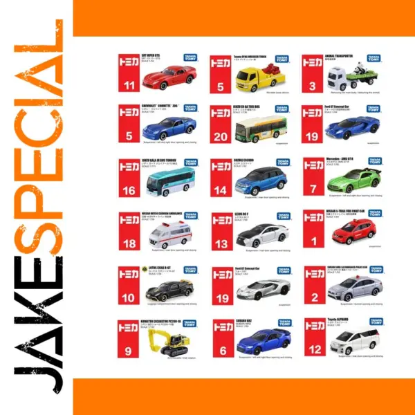 Takara Tomy Diecast Car Models 1:64 Set