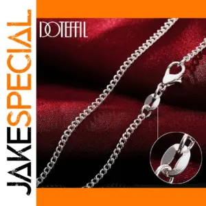 925 Sterling Silver 2mm Chain Necklace 16-30 Inch