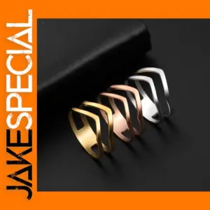 Geometric Wave Stainless Steel Ring for Women